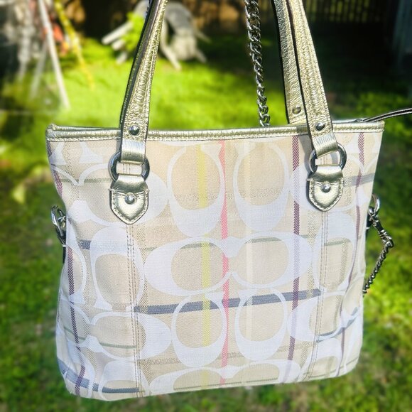 Y2K Coach Poppy Signature Logo Shoulder Bag Purse Handbag Tan RARE - Picture 7 of 16